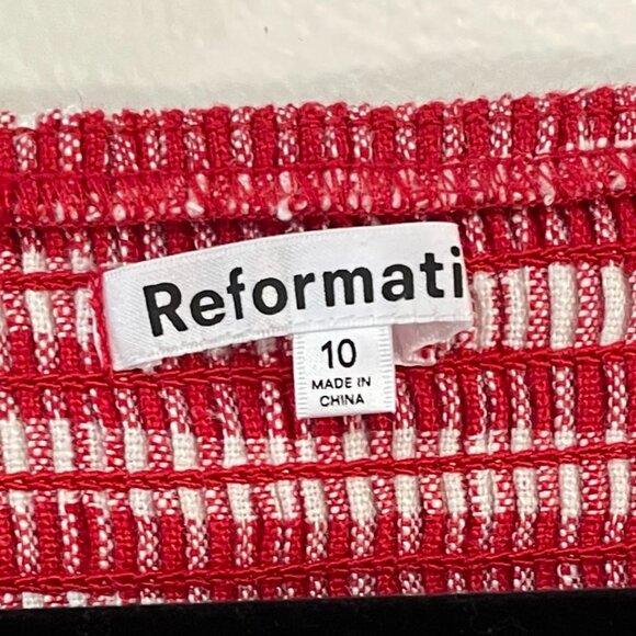 Last Chance! New Reformation Stilton 100% Linen Gingham Top Red 10, M $148 - Picture 6 of 9